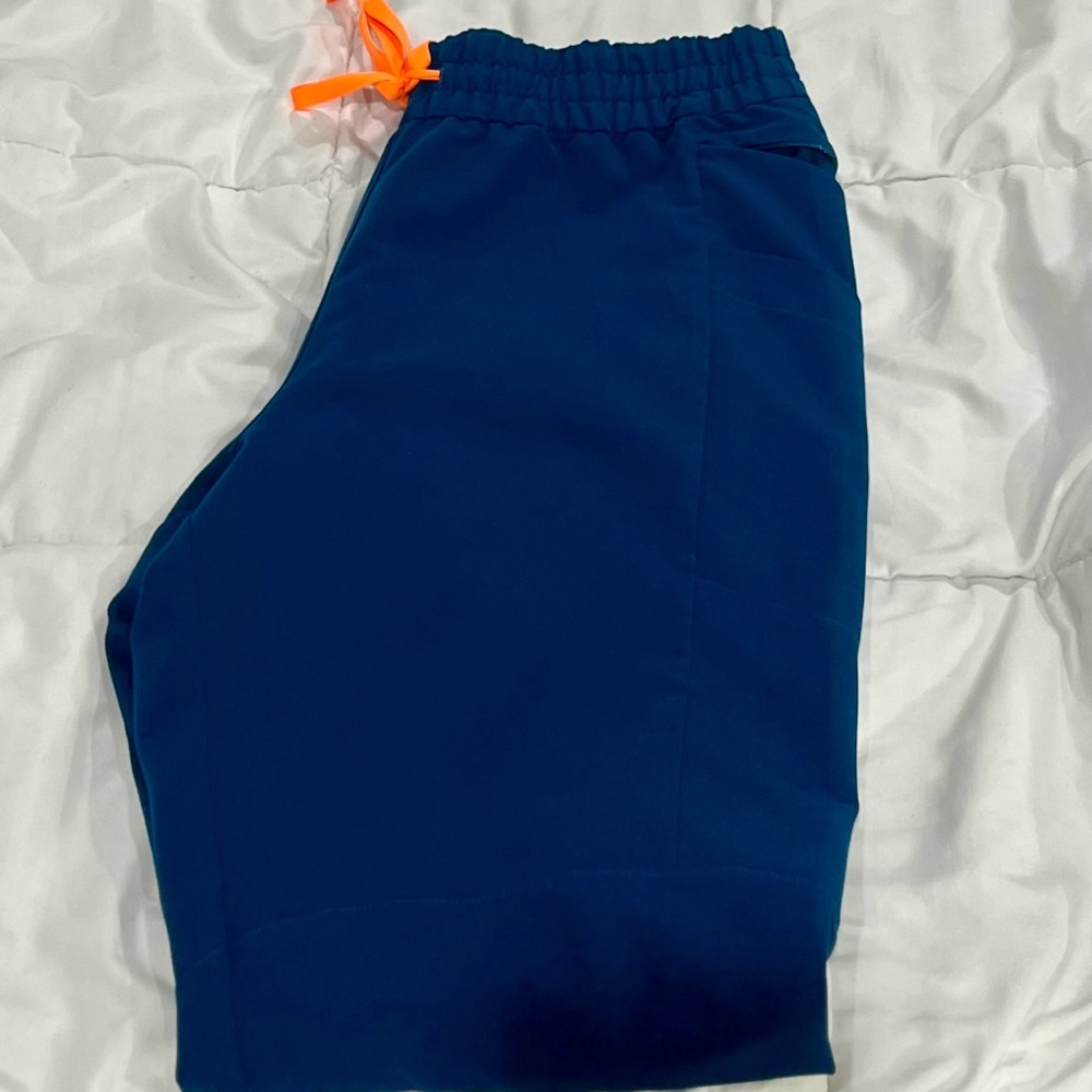 Figs Alexandria Deep Reef Jogger Pants with Orange Drawstring